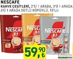 NESCAFE KAHVE ÇEŞİTLERİ fiyat ve kampanya bilgisi